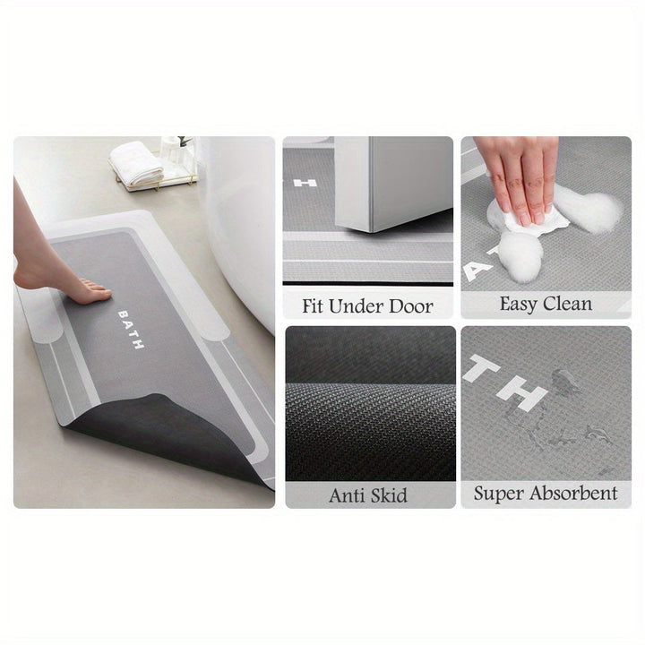 Alfombra de baño antideslizante de diatomeas, suave y altamente absorbente, secado rápido, ideal para baños, cocinas y lavanderías. Lavable a máquina, sin olores, sin necesidad de energía, alfombrilla superabsorbente antiadherente