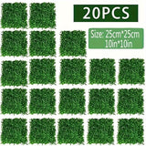 Pared de Hierba Artificial, 25cm x 25cm (10 o 20 piezas de Paneles de Pared Verde Artificial, Protección UV Paneles de Buxo Verde, Decoración de Pared de Plantas para Interiores y Exteriores y Cubierta de Valla para Privacidad