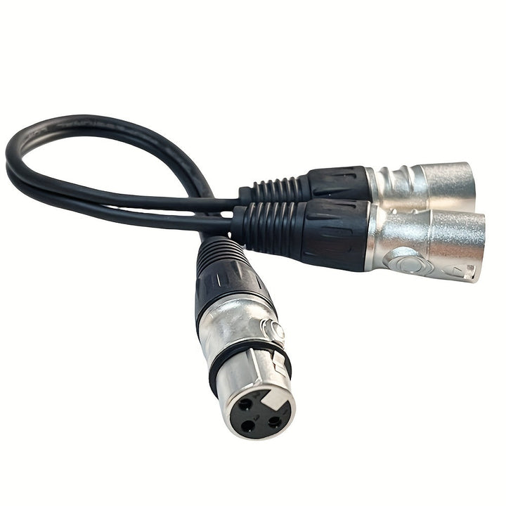 1pc Adaptador de cable de interfaz de audio profesional de 1 a 2, conexión XLR macho y hembra de tres núcleos, compatible con PC, consolas de mezcla, micrófonos, altavoces, amplificadores, controladores de iluminación de escenario - Negro, alimentación c