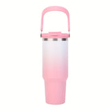 Vaso Térmico de Acero Inoxidable de 30 oz con Doble Pared - Retención de Frío por 24 Horas, Diseño con Popote, Ideal para Oficina, Gimnasio y Viajes