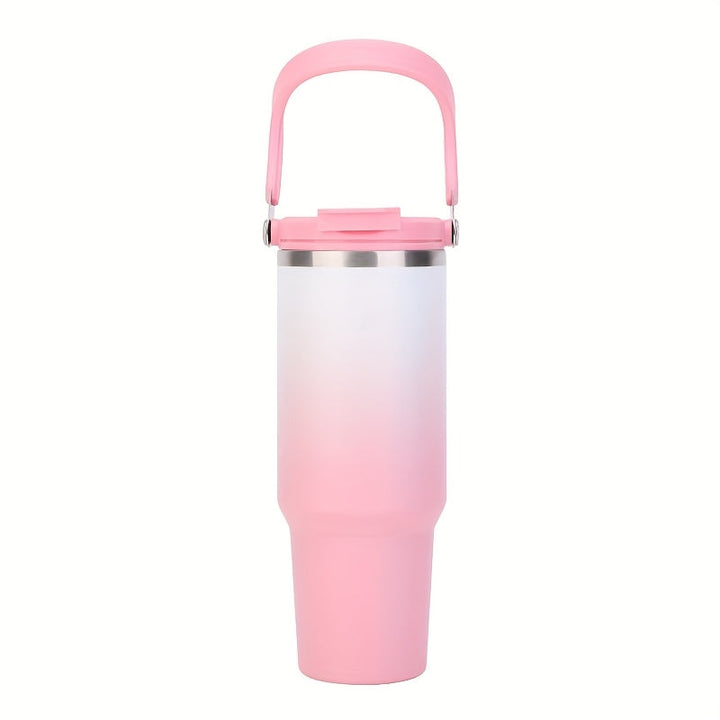 Vaso Térmico de Acero Inoxidable de 30 oz con Doble Pared - Retención de Frío por 24 Horas, Diseño con Popote, Ideal para Oficina, Gimnasio y Viajes