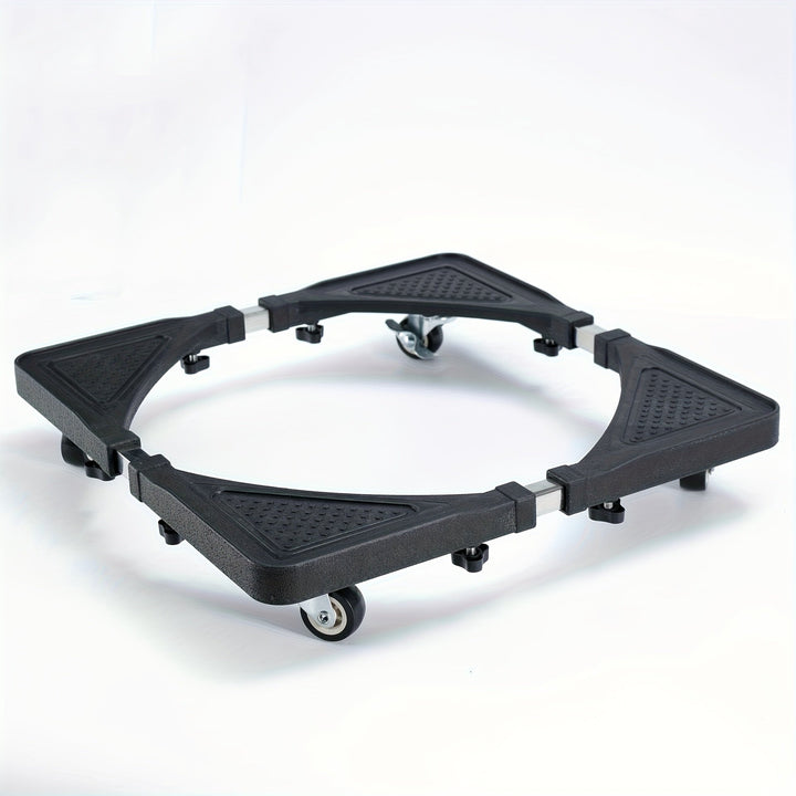Carro de electrodomésticos de acero inoxidable con 4 ruedas bloqueables - base ajustable, diseño antihumedad y antivibración, ideal para refrigerador/lavadora con base de rodillos regulables
