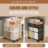 1pc Estante de Almacenamiento Rodante de Malla Metálica Blanca con Ruedas - Ahorra Espacio Debajo del Escritorio, Adecuado para Libros, Suministros y Decoraciones - Diseño Fácil de Mover sin Instalación, Apto para Oficina, Sala de Estar, Baño
