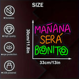 Una pieza de un vibrante letrero de neón: una elegante decoración de pared con luz LED de neón que mejora el ambiente, con una iluminación nocturna brillante y llamativa, con el refrán español "Mañana será hermoso". Funciona sin pilas y tiene un control