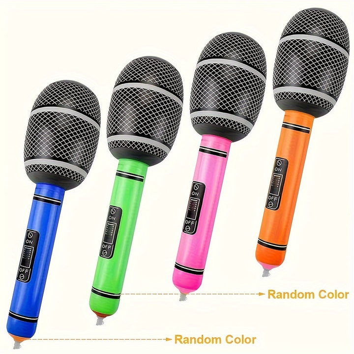 Paquete de 5 Micrófonos Inflables, Modelos de Instrumentos Musicales No Eléctricos de Material PVC, Accesorios para la Decoración de Ambiente en Fiestas, Decoraciones para Eventos y Partes