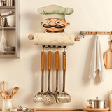 [Soporte Inoxidable para Toallas de Cocina] Portarrollos de Papel de Acero Inoxidable y Madera para Montar en Pared - Soporte para Toallas de Cocina con Tema de Chef para Decoración del Hogar