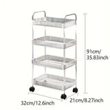 Carrito Organizador de Acrílico Rodante de 1 pieza con 2/3/4 Niveles para Baño y Sala de Estar - Almacenamiento Transparente, Marco Duradero de Acrílico/Metal, Diseño Elegante y Versátil para Cosméticos, Artículos de Tocador, Decoración del Hogar | Marco