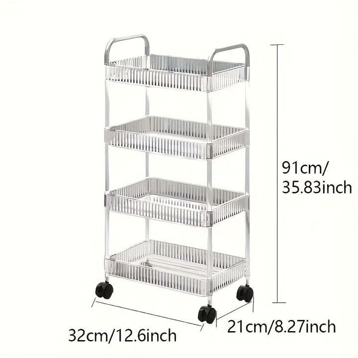 Carrito Organizador de Acrílico Rodante de 1 pieza con 2/3/4 Niveles para Baño y Sala de Estar - Almacenamiento Transparente, Marco Duradero de Acrílico/Metal, Diseño Elegante y Versátil para Cosméticos, Artículos de Tocador, Decoración del Hogar | Marco