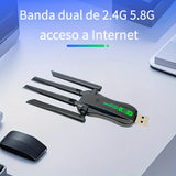 Tarjeta inalámbrica de doble banda con cuatro antenas y alta velocidad de 1300 m, enchufar y usar, sin necesidad de controladores ni calentamiento
