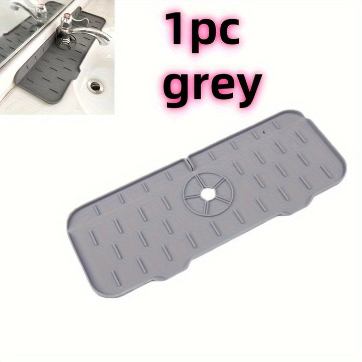 Alfombrilla de captura de agua de grifo de silicona - Guarda escurridor de fregadero sin electricidad absorbente con drenaje, protector de mostrador de cocina impermeable y fácil de limpiar