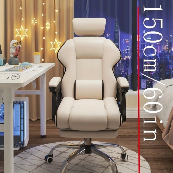 Butaca Ergonómica con Soporte Lumbar - Base de Metal Resistente, Asiento Acolchado y Postura Ajustable - Para Hogar, Gaming u Oficina - Sin Necesidad de Energía, Fácil Montaje - Diseño Moderno en Blanco y , Mueble de Trabajo Cómodo y Estiloso