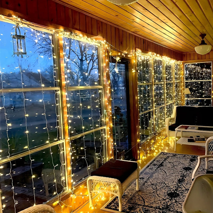 Luzes de hadas USB de 8 modos, incluyendo control remoto, luz blanca cálida y acogedora, y luz blanca pura brillante. Perfectas para celebraciones de vacaciones, bodas soñadoras, iluminación de hogar y escenario. No incluye cortinas.