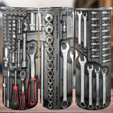 1 pieza de 20 onzas, diseño de caja de herramientas, taza aislada de acero inoxidable con tapa - Negro y rojo, perfecta para coche, exteriores, viajes y regalos para amigos.