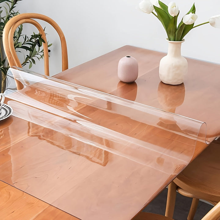 1 pieza de Mantel Transparente de Lujo - PVC de 1.0 mm de Grosor, Resistente a Arañazos y Calor, Película Protectora para Mesas de Comedor y Café - Ideal para Uso en Hogar, Oficina, Hotel - Diseño Cuadrado Elegante