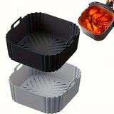 1/2 piezas de Revestimiento de Silicona para Freidora de Aire de 22.35 cm, Adecuado para Freidoras de 5.5 a 7 QT, Olla de Silicona Resistente al Calor y Fácil de Limpiar, Accesorios para Freidora de Aire