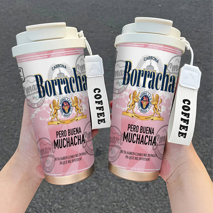 Taza térmica de acero inoxidable de 18 oz (1 pieza) con tapa, doble pared al vacío, antiderrames, con asa, ideal para viajes, reutilizable, regalo perfecto para el Día de la Madre, Día del Padre, graduación y todas las estaciones