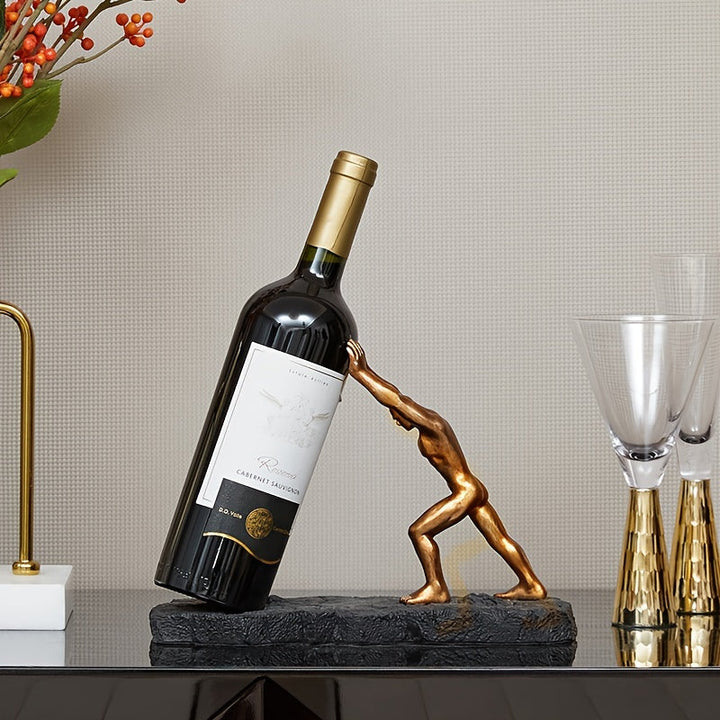 Un Elegante Soporte de Vino de Resina al Estilo Europeo - Un Diseño Luxuoso y Creativo que es Perfecto para la Decoración del Hogar y la Oficina, Haciéndolo un Ideal Exhibidor para Estanterías o Entradas.