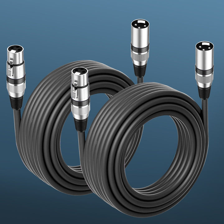 2 Paquetes de Cables XLR de 6.1 metros, Cable XLR Macho a Hembra de 3 Pines para Micrófonos, Mezcladores y Altavoces, Compatible con Microfónicos y Más