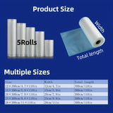 Bolsas de Almacenamiento de Alimentos Selladas al Vacío [Paquete de 5] - Diseño Texturizado en 5 Tamaños | Bolsas Congeladoras Extra Gruesas y Reutilizables para Carne, Verduras y Organización de Viajes | Sistema de Conservación Sin Aire | Esenciales par