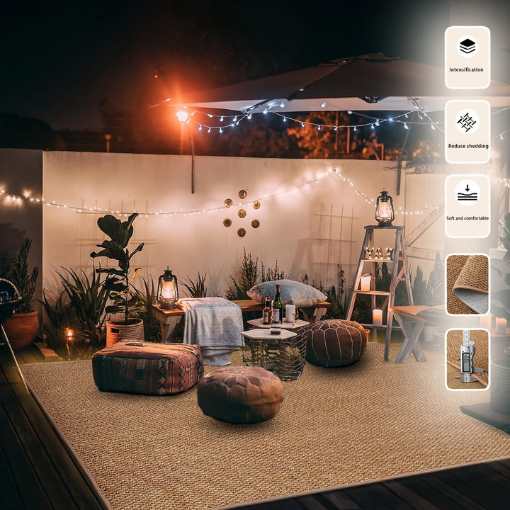 1pc Alfombra Extra Grande para Exteriores - Resistente y Duradera de Mezcla TPR y Polipropileno, Lavado a Mano Únicamente, Antideslizante, Ideal para Camping, Patio, Terraza, Playa y RV, Decoración Acogedora para Exteriores