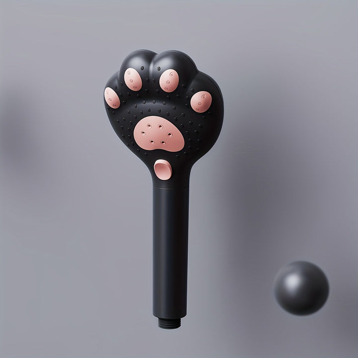 1 cabezal de ducha portátil presurizado, diseño de pata de gato, hermoso y moderno, cabezal de ducha con filtro de masaje ajustable en 3 modos, adecuado para baño, montaje en pared y colgante, material plástico, regalo ideal para amantes de los gatos