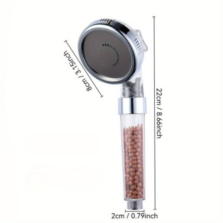 1 pieza de cabeza de ducha de alta presión con sistema de filtración, cabeza de ducha portátil universal de ABS, 3 modos ajustables para luz seca beige y cabello, con agua alcalina ionizada.