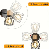 2 Piezas de Apliques Industriales Modernos - Jaula Metálica Negra, Iluminación Semi-Encastrada/Montaje Empotrado para Sala, Dormitorio, Oficina, Cafetería - Compatible con Bombillas E26/E27 (Bombillas No Incluidas) - Ideal para Hogar, Hotel, Espacios Com