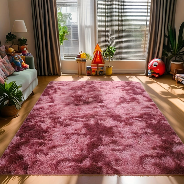 Alfombra de área de estilo nórdico de lujo - Suave, antideslizante, lavable a máquina, fácil de limpiar - Ideal para sala de estar, sofá, mesa de café, dormitorio y cama - Rosa y gris, forma rectangular, fibra de poliéster, respaldo de goma, perfecta par