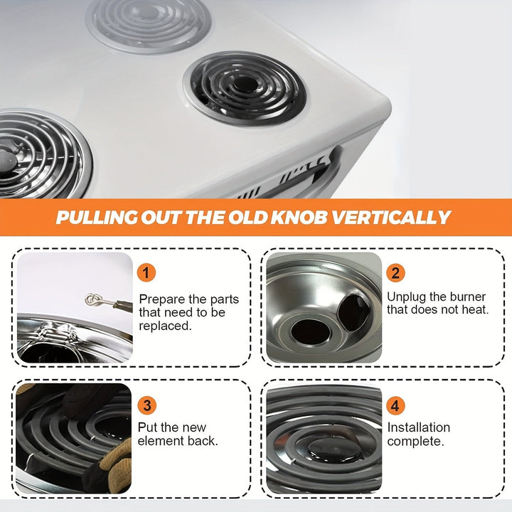 Elemento de superficie compatible con Crosley Mrmf2200km 20.32cm 5 giros quemador de superficie GE 20.32cm bobina elemento de superficie compatible con horno y estufa Whirlpool y GE - Material metálico, no requiere batería