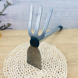 1 pieza de pala y rastrillo de doble propósito con mango de acero duradero - Herramienta de jardinería ergonómica para palas y rastrillos eficientes, ideal para plantar flores, mantenimiento de jardines | Rastrillo de metal resistente | Diseño ergonómico