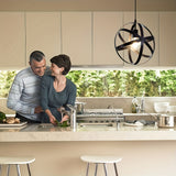 Luz de techo industrial moderna con diseño de estrella dorada - Compatible con bombilla E27, iluminación de lámpara de metal para salón, pasillo, cocina, dormitorio - Incluye hardware de instalación, sin bombilla, decoración para el hogar