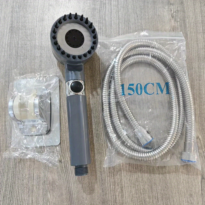 1pc/3pcs Ducha de Mano Presurizada - 3 Modos Ajustables, Rociador Redondo de Masaje a Alta Presión, Cabezal de Ducha Montado en Pared de Plástico Duradero para Baño Moderno, Diseño Elegante