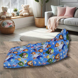 Silla de funda de animal para niños, Almacenamiento de peluches, Poliéster lavable a mano, Bolsa tejida multipropósito con asa resistente y cremallera, Apilable, No necesita electricidad, Ideal para varias habitaciones - Azul