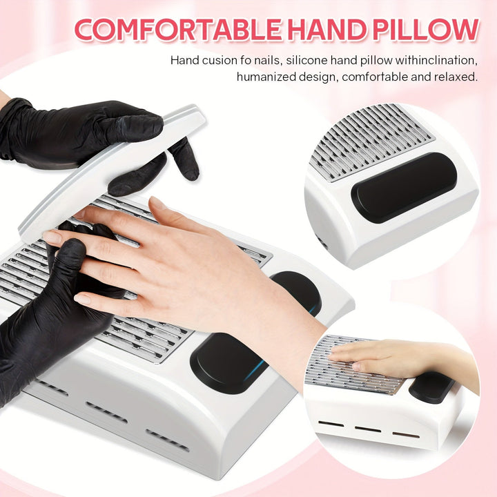 Colector de polvo de uñas ultra-silencioso con filtro reutilizable - Potente aspiradora de uñas de bajo ruido, cuerpo de plástico, enchufe de EE. UU., incluye adaptador de alimentación, ideal para manicura y pedicura, herramienta de pedicura | Colector u