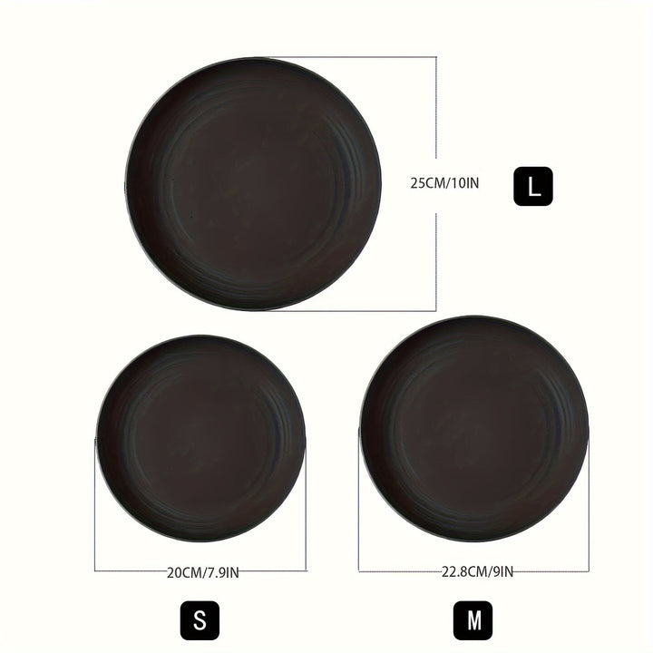 6 piezas de platos redondos de PP, patrón rayado, tema de vacaciones, seguro para lavavajillas, para hogar, picnic, camping, fiesta, RV, cocina y dormitorio