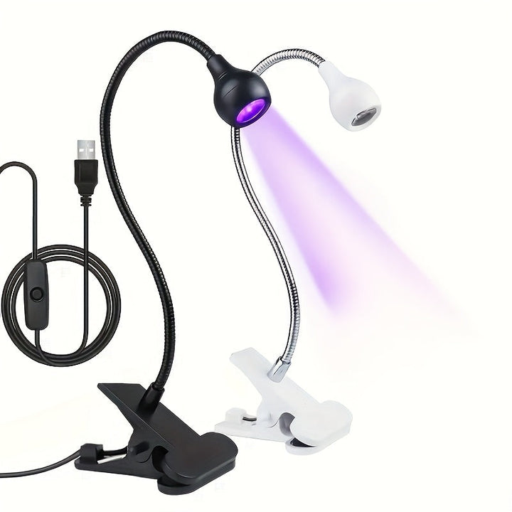 Secadora y pulidora de uñas flexible con cuello de ganso, alimentada por USB - Herramienta fácil de cuidado de uñas para el hogar, sin batería, sin alcohol, perfecta para salón y uso en casa, equipo profesional para manicura, accesorios para uñas con luz