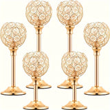 Juego de 6 piezas, 3 tamaños, portavelas de cristal, soporte para velas de metal, ideal para decoración de bodas, adornos de mesa, decoración de chimenea y ambiente en la sala de estar, decoración de pared, perfecto para Navidad, regalo ideal