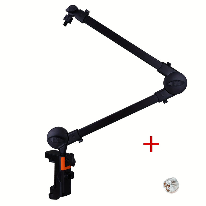 Soporte de micrófono profesional de hierro negro con brazo de boom, con gestión de cables - Estable y flexible, ajustable para transmisiones, podcasting, juegos, estudio y escenario, ideal para la configuración de estudio, escenario y programas de televi