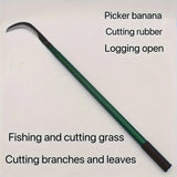 Navaja de Mango Largo con Hoja de Sauce Navaja de Plátano de Mango Largo Cuchillo para Cortar Pegamento Herramientas Agrícolas Hogareñas Hoz Navaja de Campo Escudo de Agricultura de Acero al Carbono con Mango Largo y Hoja Curva - Herramienta Duradera de