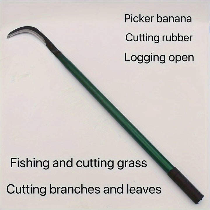 Navaja de Mango Largo con Hoja de Sauce Navaja de Plátano de Mango Largo Cuchillo para Cortar Pegamento Herramientas Agrícolas Hogareñas Hoz Navaja de Campo Escudo de Agricultura de Acero al Carbono con Mango Largo y Hoja Curva - Herramienta Duradera de