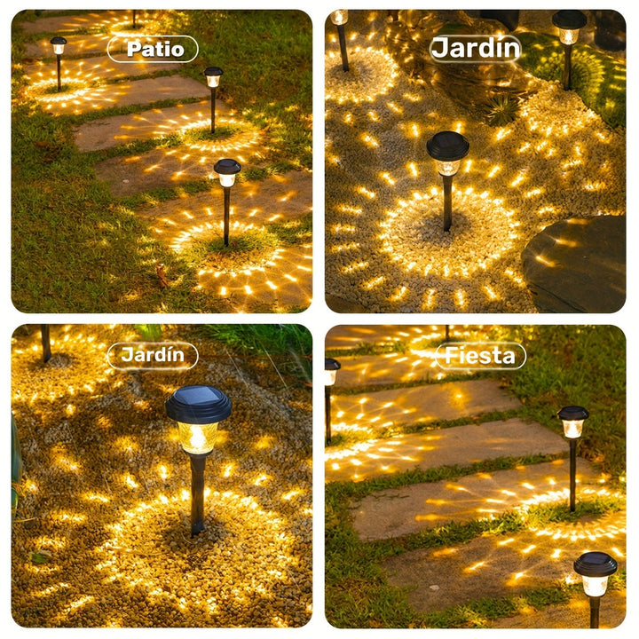 Conjunto de 6 Luces Solares LED para Paisajismo Exterior, Lámpara de Césped con Reflejo, Dos Colores Disponibles, Adecuado para Aceras, Patios, Jardines de Villas, Regalos Navideños y de Halloween