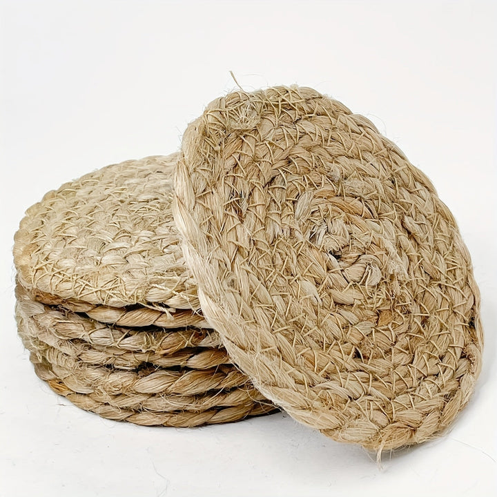 4 piezas de cojines de mesa de alta calidad, tejidos naturalmente, estilo rústico de granja, cojines aislados, cojines boho, cojines de rafia tejidos para sala de comedor y decoración del hogar, estilo boho rústico, perfectos para bodas y eventos.