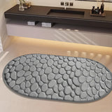 1pc Alfombra de Baño Ovalada con Patrón de Guijarros, Absorbente y Antideslizante, Alfombra de Pies Suave y Cómoda, Poliéster, Suministros de Baño Ideales, Alfombra de Bañera de Lujo, Ducha - Accesorios de Decoración para el Hogar