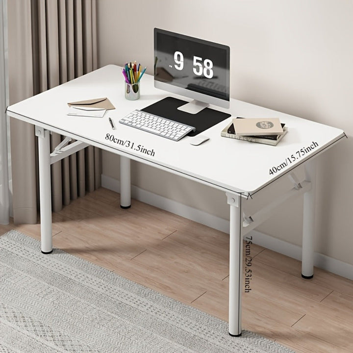 [Relajación en casa] Mesa plegable compacta - Montaje fácil, no se requieren herramientas, diseño rectangular para comer, escribir y estudiar - Metal duradero con acabado blanco, mesa de estudio|Diseño plegable|Marco de metal Tabl