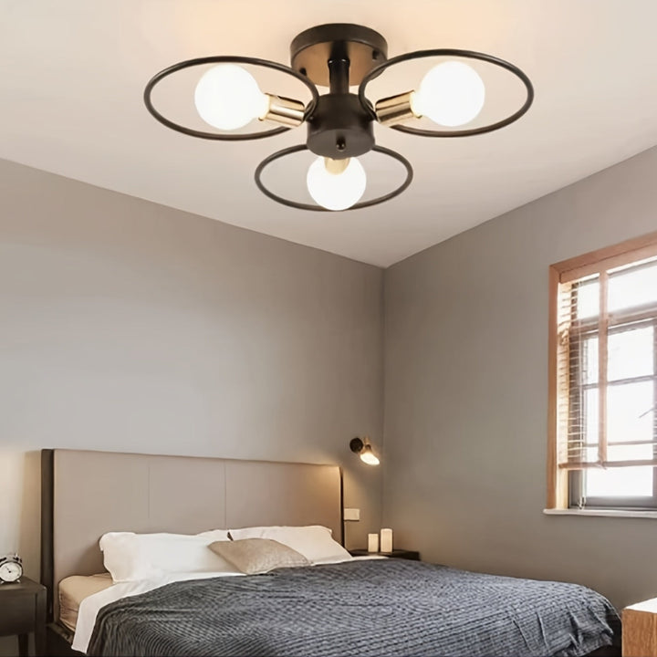 1 pieza de lámpara de techo industrial retro moderna - Montaje semienterrado con 3 bases de bombilla E26, fácil de instalar, adecuada para pasillos, cocinas, dormitorios, salas de estar, villas, hoteles y otros iluminados comerciales (bombillas no inclui