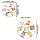 Alfombra Redonda de Animales de Dibujos Animados de Peluche - Ultra-Suave, 10mm de Grosor, 1000g/m², Antideslizante y Lavable a Máquina - Perfecta para Dormitorio de Niños, Sala de Estar, Área de Juegos - Con Diseños de León, Oso, Conejo, Jirafa, Alfombr