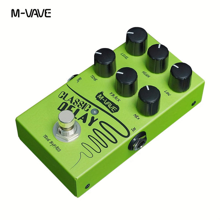 Pedal de Retardo Clásico para Guitarra Eléctrica - Pedal de Efecto Analógico Alimentado por USB con Máximo Retardo de 600ms, 6 Manijos para Control en Tiempo Real, Construcción Robusta Verde para Actuaciones En Vivo y Grabación en Estudio, Equipo de Inte