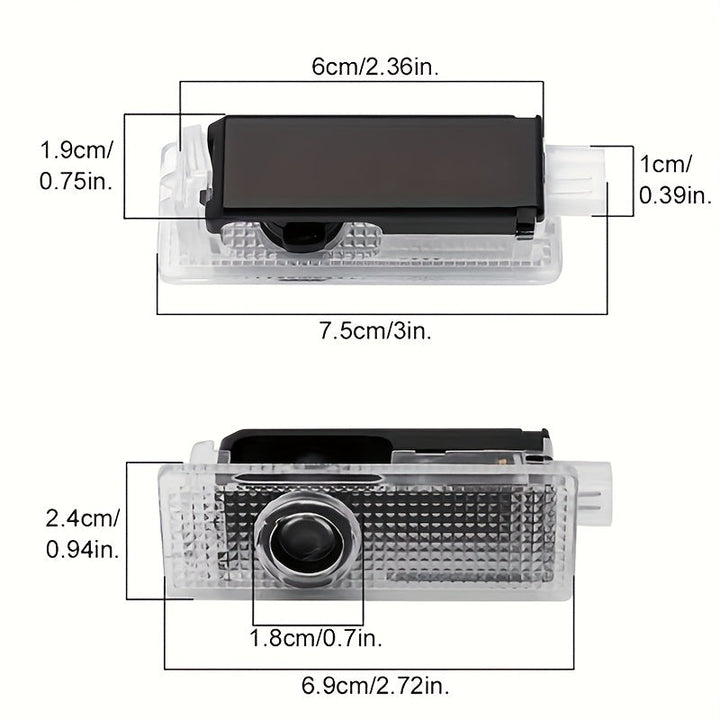 Proyector de Luz para Puerta LED BMW 2 piezas - Lámpara de Láser Transparente y Negra Luces de Cortesía para Matrícula, Accesorios Automotrices, 12-24V, Iluminación de Puertas de Coche | Carcasa Transparente | Luces Fáciles de Instalar, Proyector de Luz