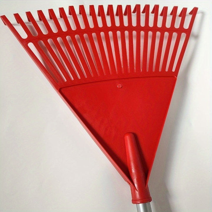 Rastrillo de jardín de plástico de 20 dientes - Hojas duraderas de metal y plástico, no necesita electricidad para césped, maleza, hojas y limpieza de jardín - Mango ergonómico para uso profesional y doméstico, herramientas de jardín, diseño de hoja efic