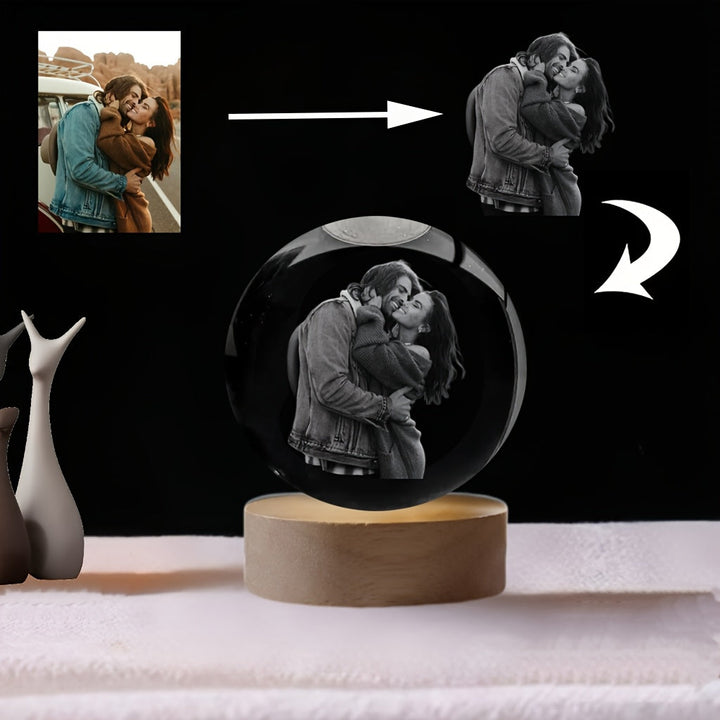 Luces Nocturnas de Cristal LED Personalizadas con Foto - Decoración Moderna para Dormitorio y Oficina, Alimentado por USB, Regalo Ideal para Bodas, Padres, Mascotas, Fiestas y Más
